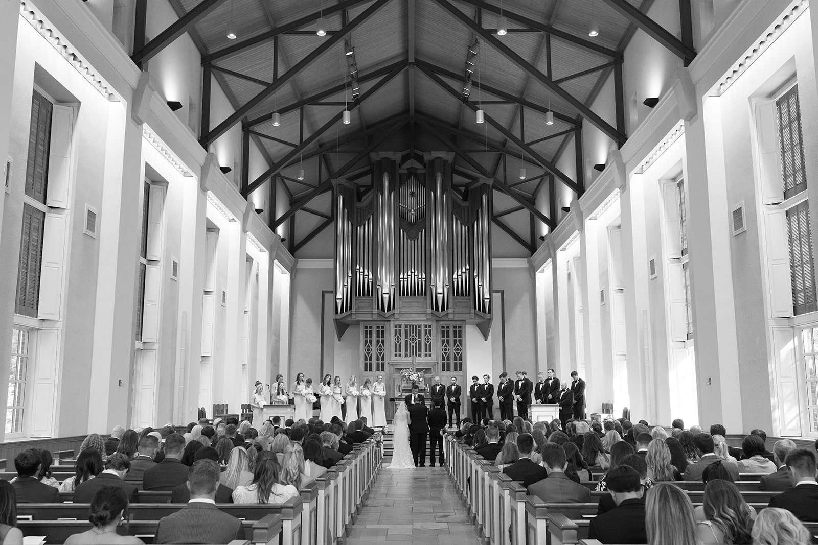 a wide view of the church ceremony 