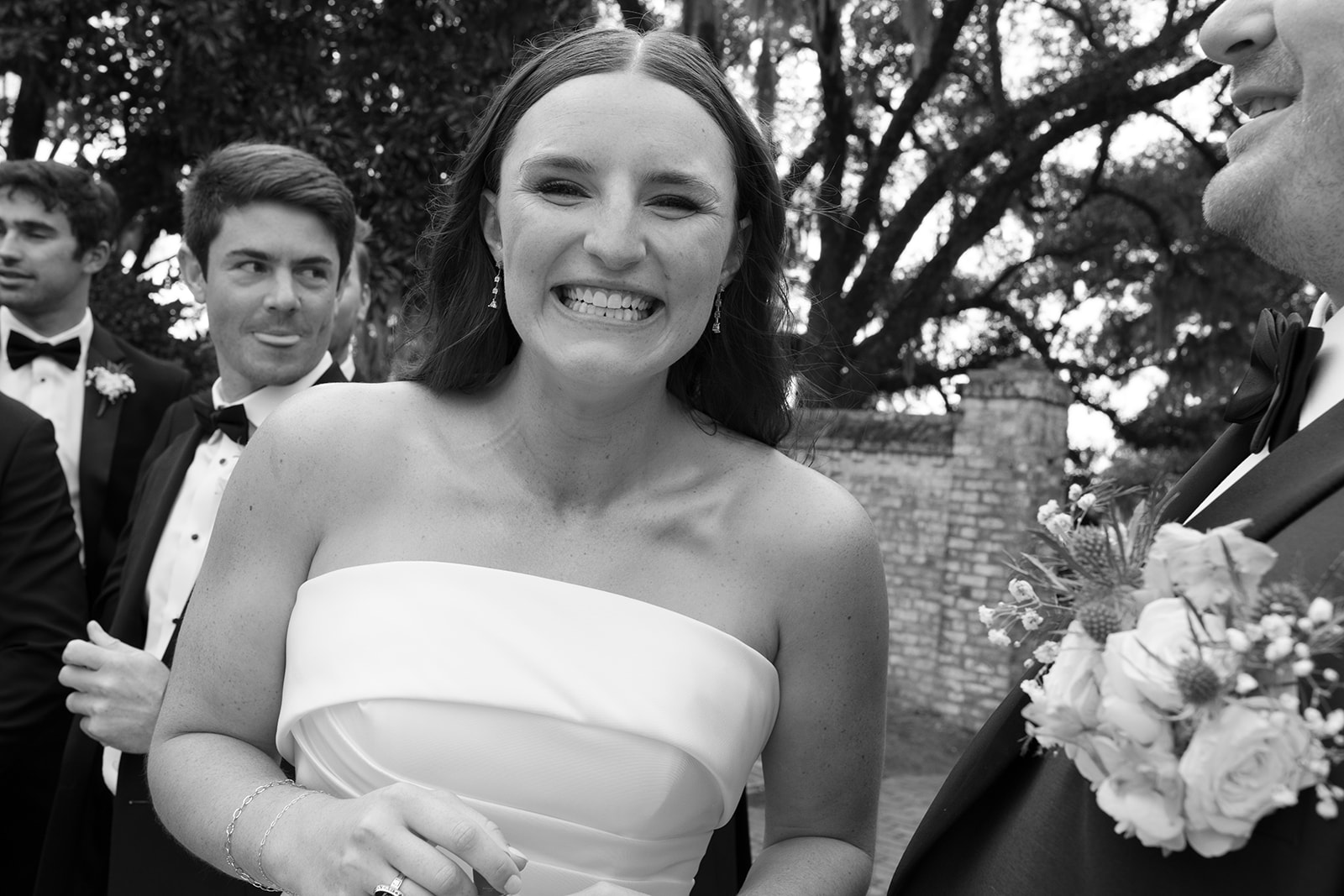 the bride smiling big at the camera