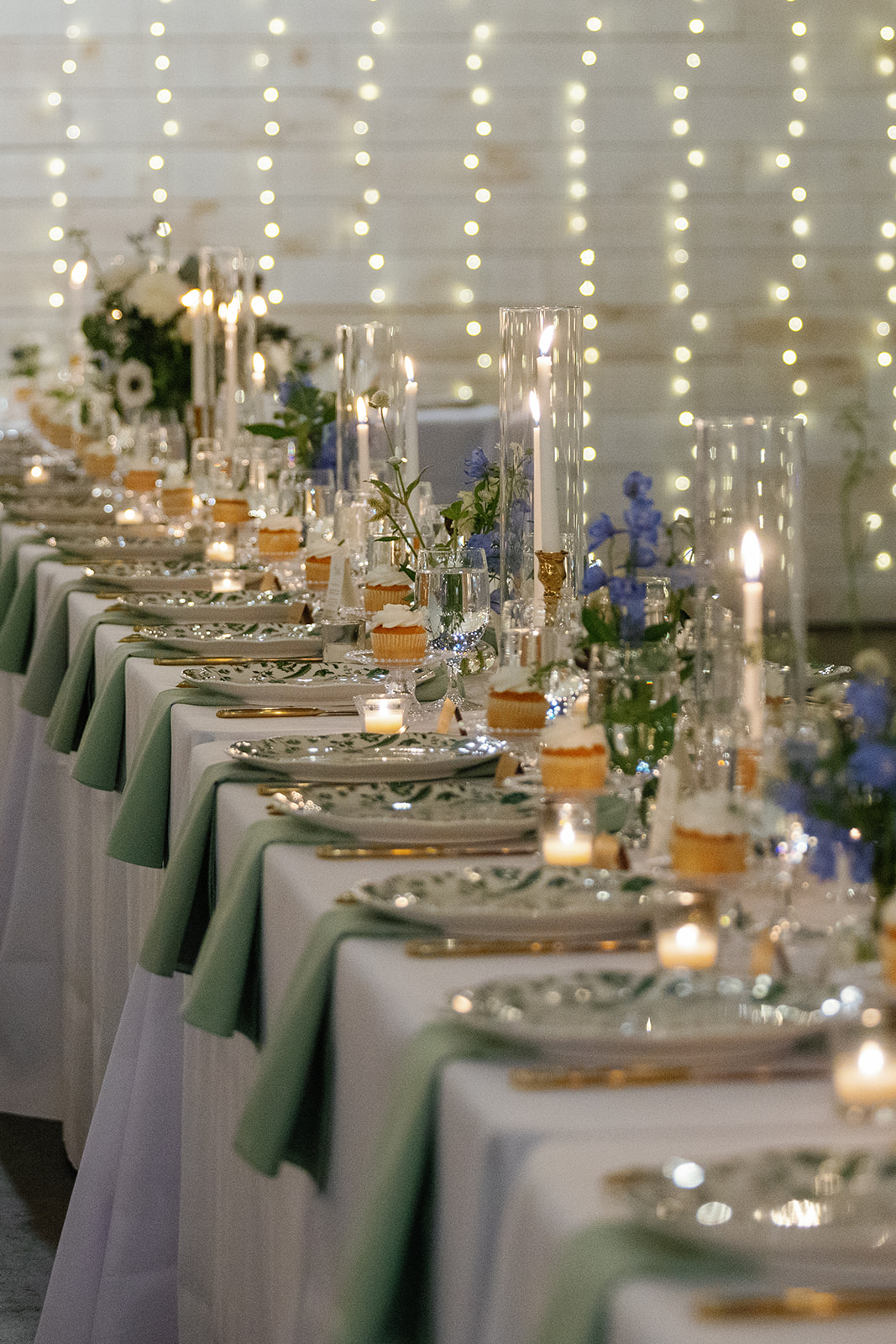 candlelit Greenville wedding reception tables 