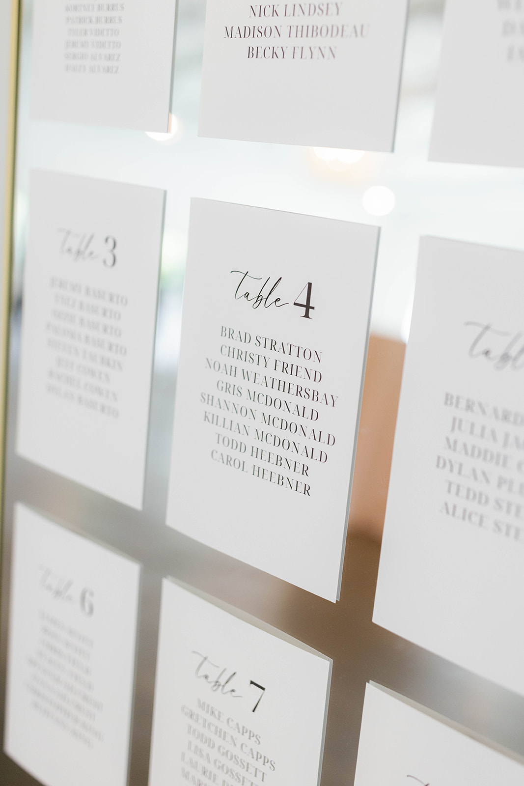 wedding reception table chart 