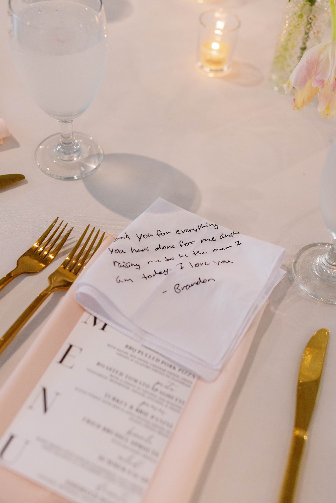a handwritten note on the table 