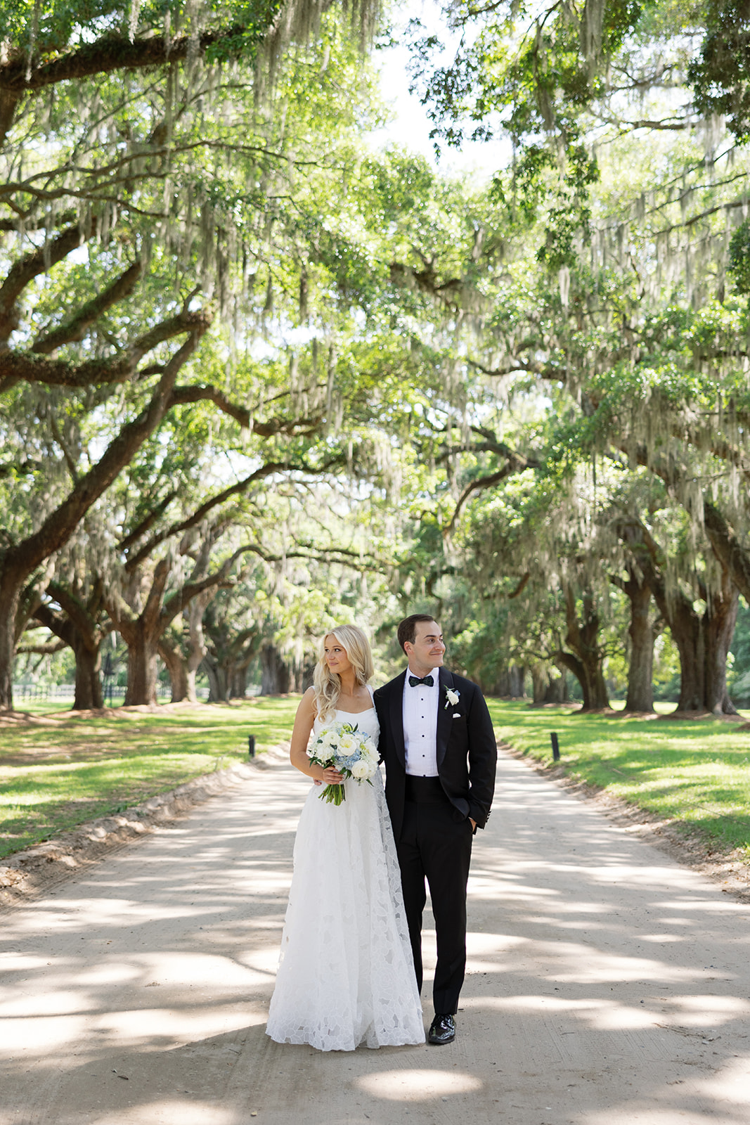 wedding portraits underneath the trees