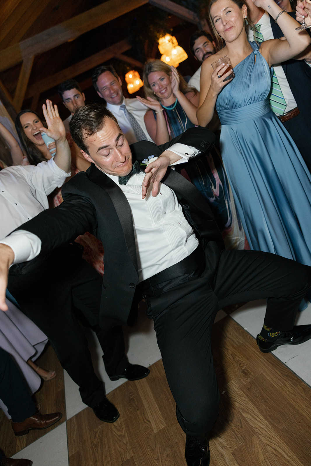 groom dances at the Charleston wedding reception 