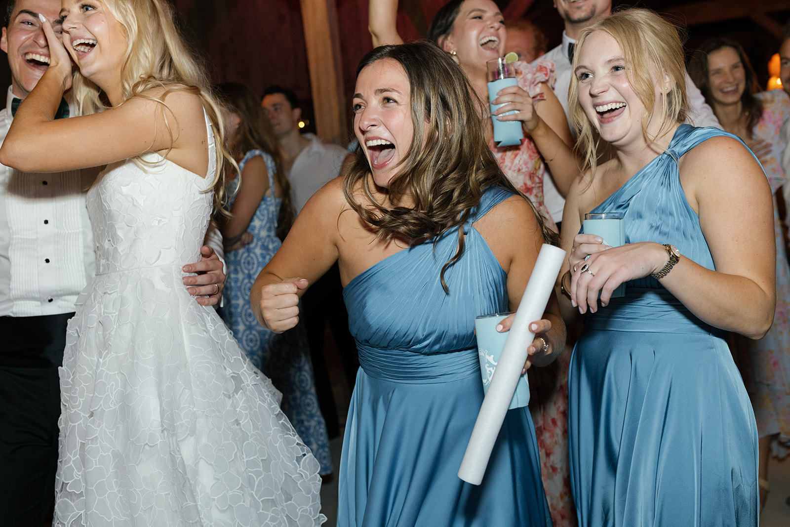 bridesmaids dance at the Charleston wedding reception 