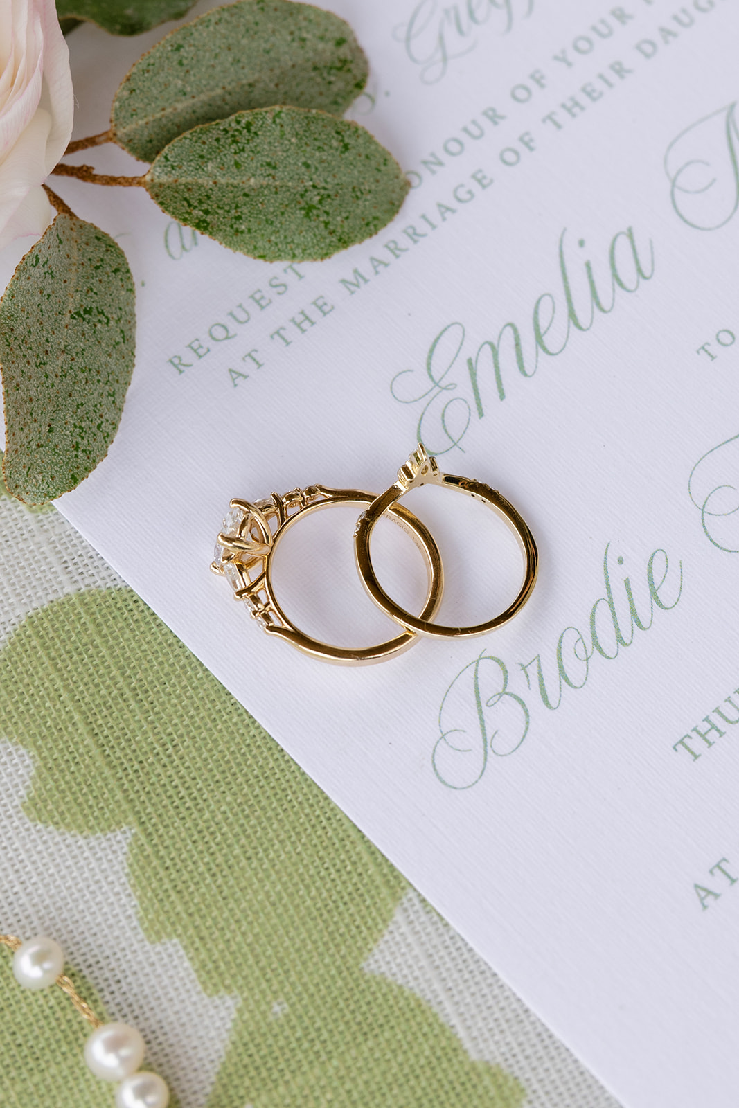A detail shot of bride's wedding ring