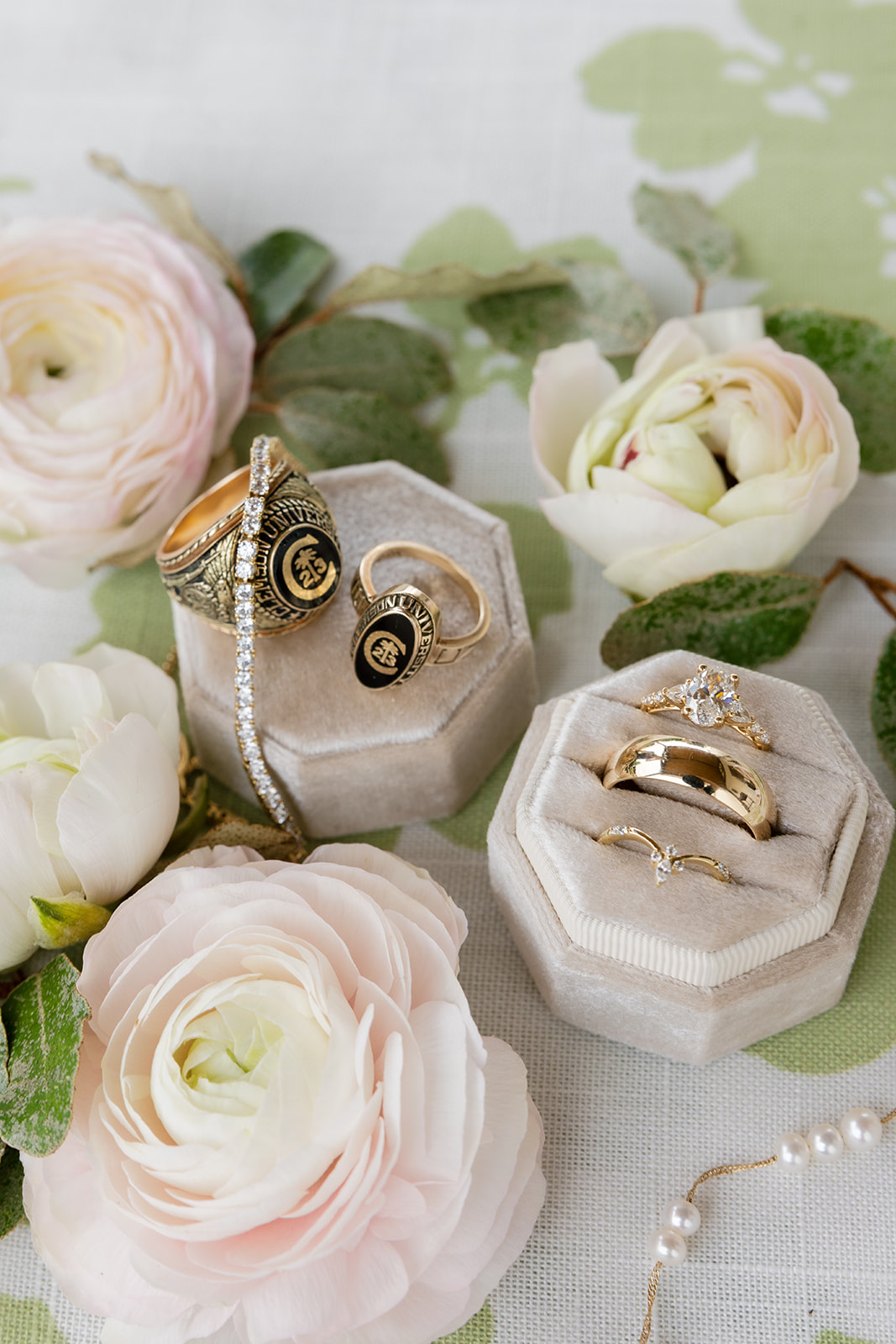A detail shot of the couple's wedding rings