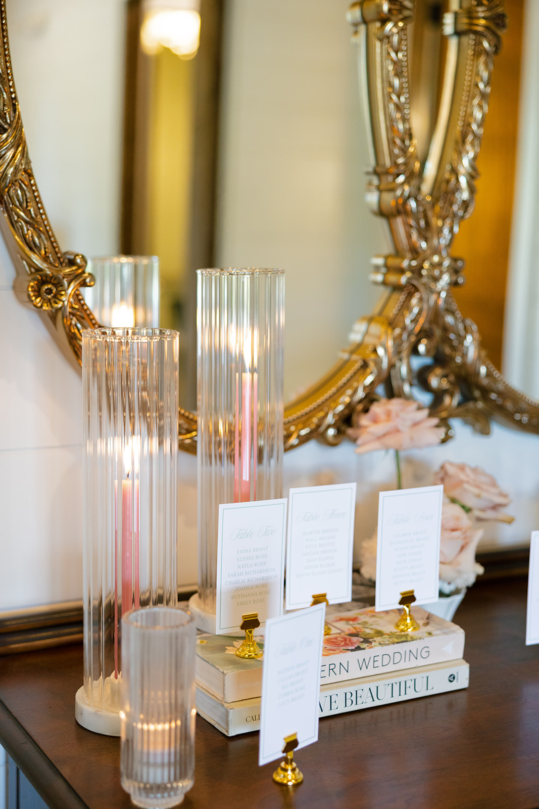 Elegant candle display at a wedding at The Venue at Edgewood in South Carolina