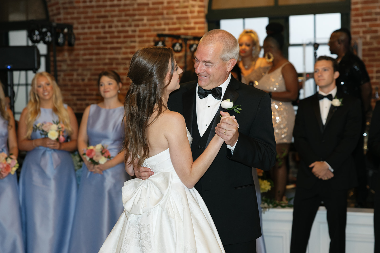 Father of the bride shares a dance with her at the Greenville SC wedding