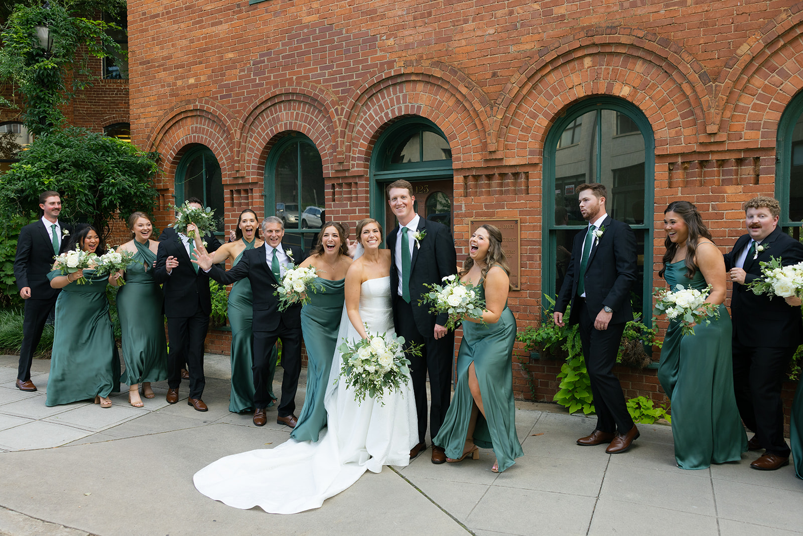 a candid wedding party photo in Greenville, SC