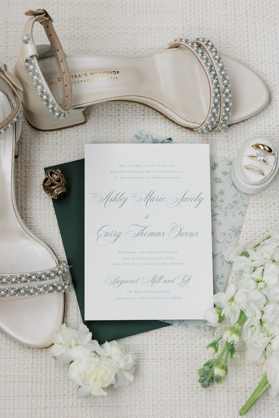 a timeless flatlay for a Greenville wedding 