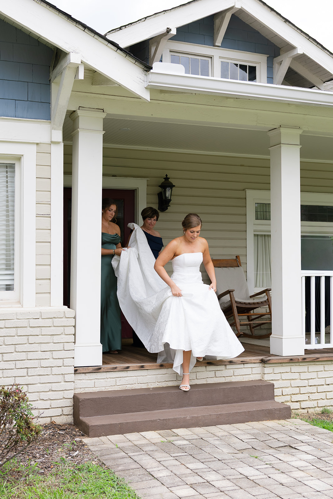 the bride on her way to do a first look with her dad