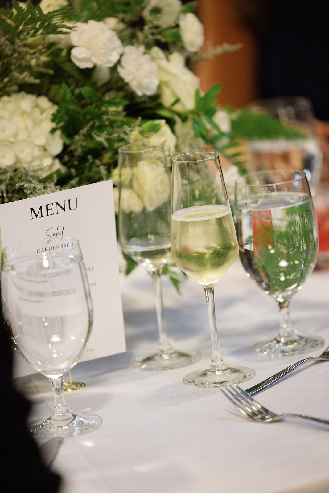detail shot of glasses on the reception tables 